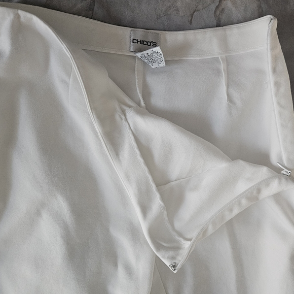 CHICO'S White Cotton/Stretch Ankle Side-Zip Pants | SZ S/4 - Picture 5 of 7